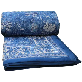 Block Print Twin/Throw Quilt | Neelkanth Blue